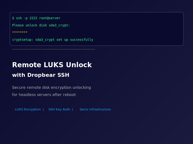 Remote LUKS Unlock with Dropbear SSH on Swiss Server Infrastructure